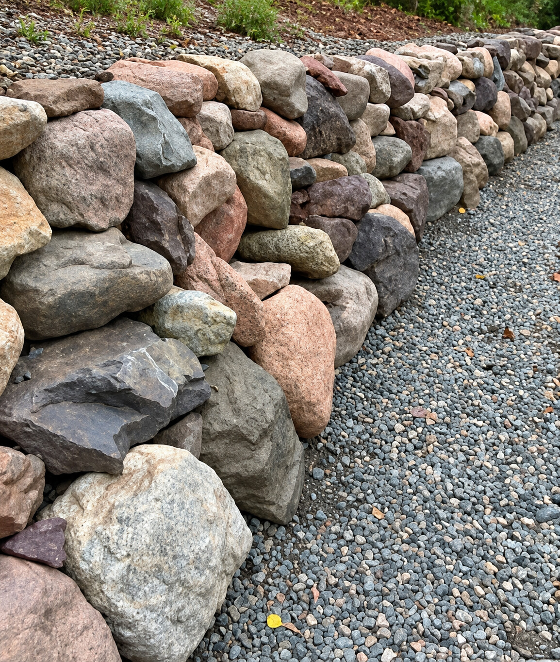 A carefully built natural stone wall